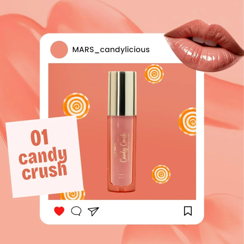 MARS Candylicious Sheer Lip Gloss for Women | Hydrating & High Shine | Lightweight | Non-Sticky | Enriched with Vitamin-E, Hyaluronic Acid & Avocado Ester (4.0ml) (01-CANDY CRUSH) thumbnail 7